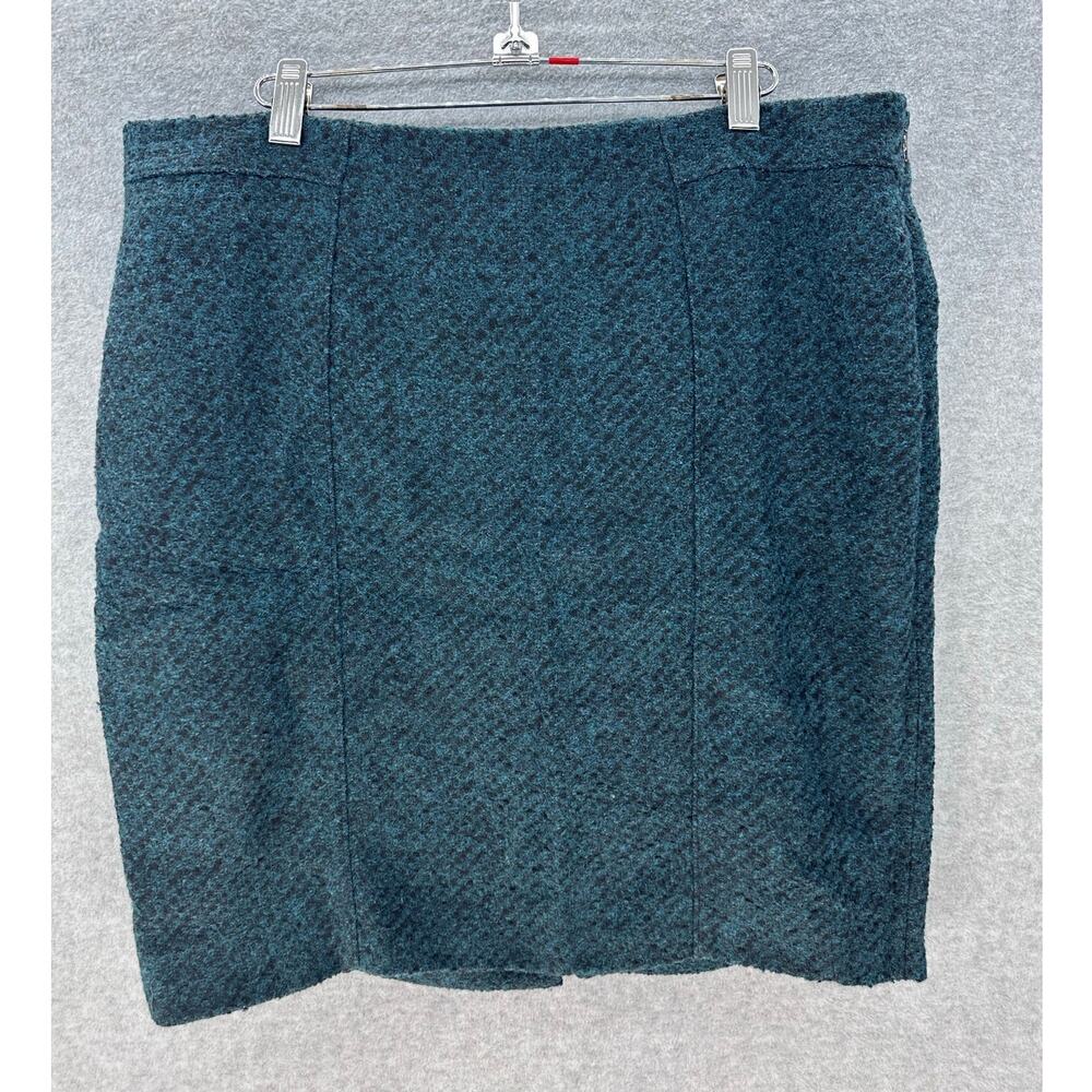 Banana Republic Women's sz 14 Teal Green Woven Pencil Skirt Office Career Wool